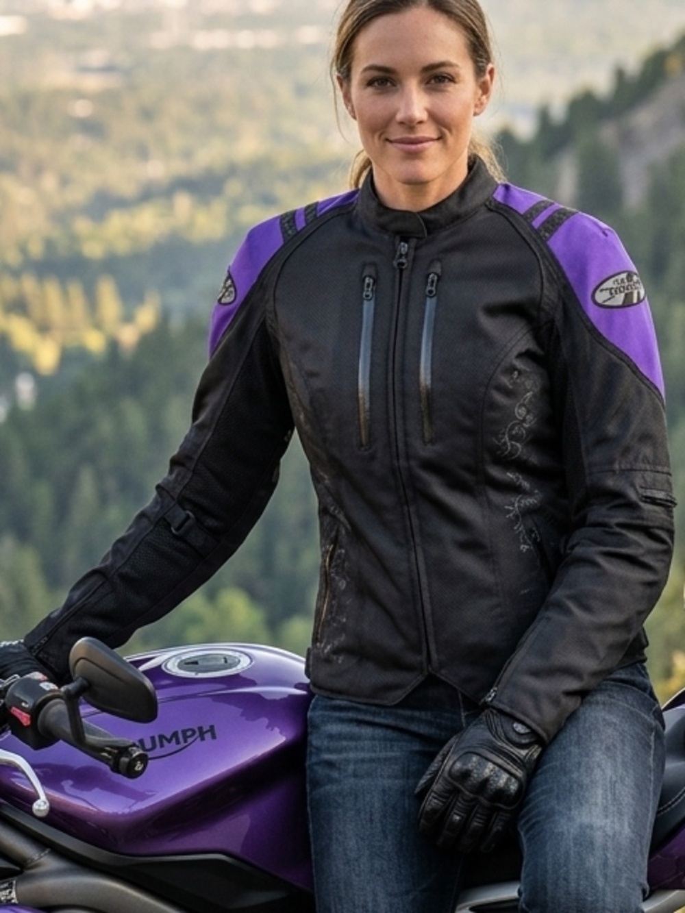 Joe Rocket Atomic 4.0 Black Purple Floral Armored Motorcycle Jacket Size Large